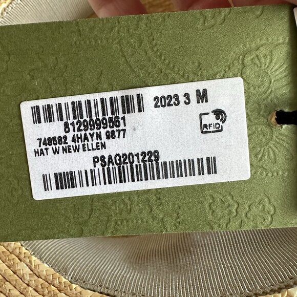 NEW GUCCI RAFFIA Wide-Brimmed Hat Straw White How GG Sz M Logo 100% Authentic - Picture 8 of 9